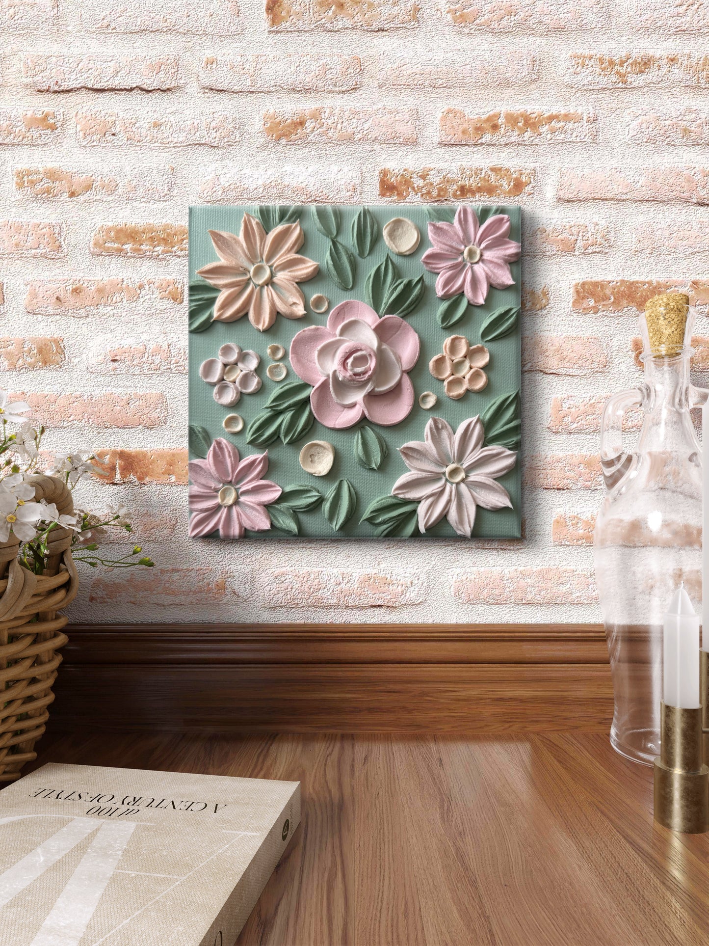 Soft Rose - Gentle Sage (20 x 20 x 3.5cm)