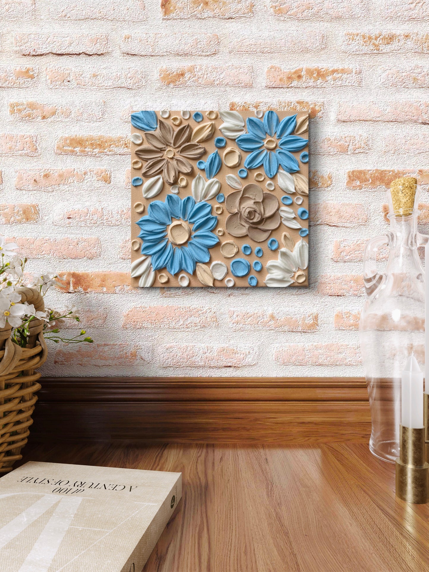 Florales Relief Leinwandbild an der Wand – Wanddekoration Keilrahmen Schweiz