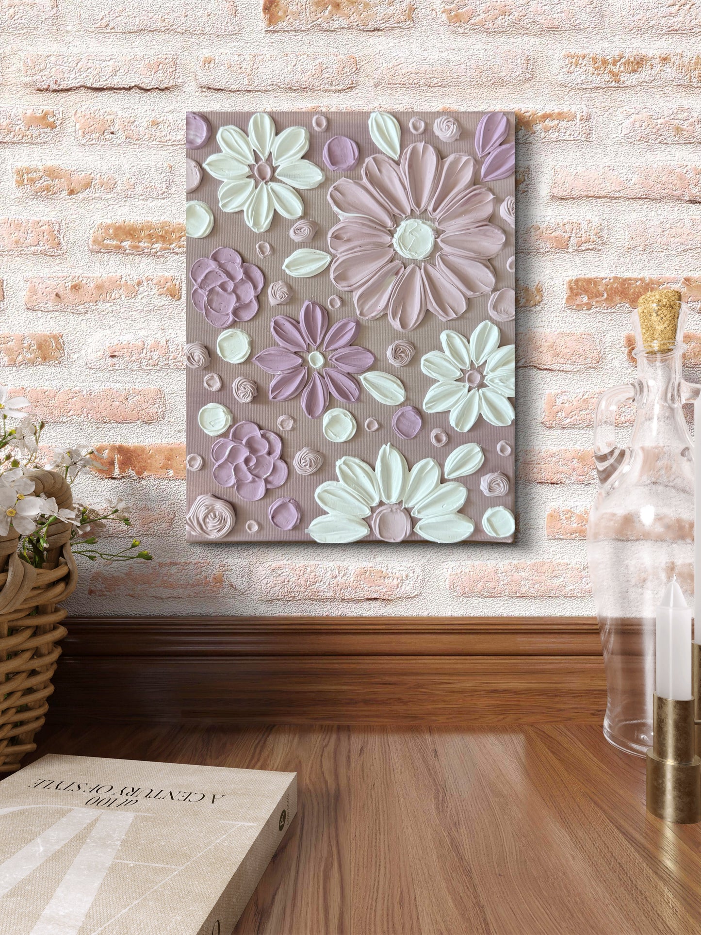 Handgefertigtes 3D Strukturbild Rosé-Purple Bloom auf Keilrahmen, 24x30 cm – Sandra Lilian Art Schweiz