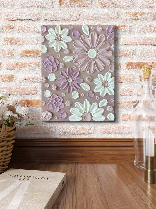 Handgefertigtes 3D Strukturbild Rosé-Purple Bloom auf Keilrahmen, 24x30 cm – Sandra Lilian Art Schweiz
