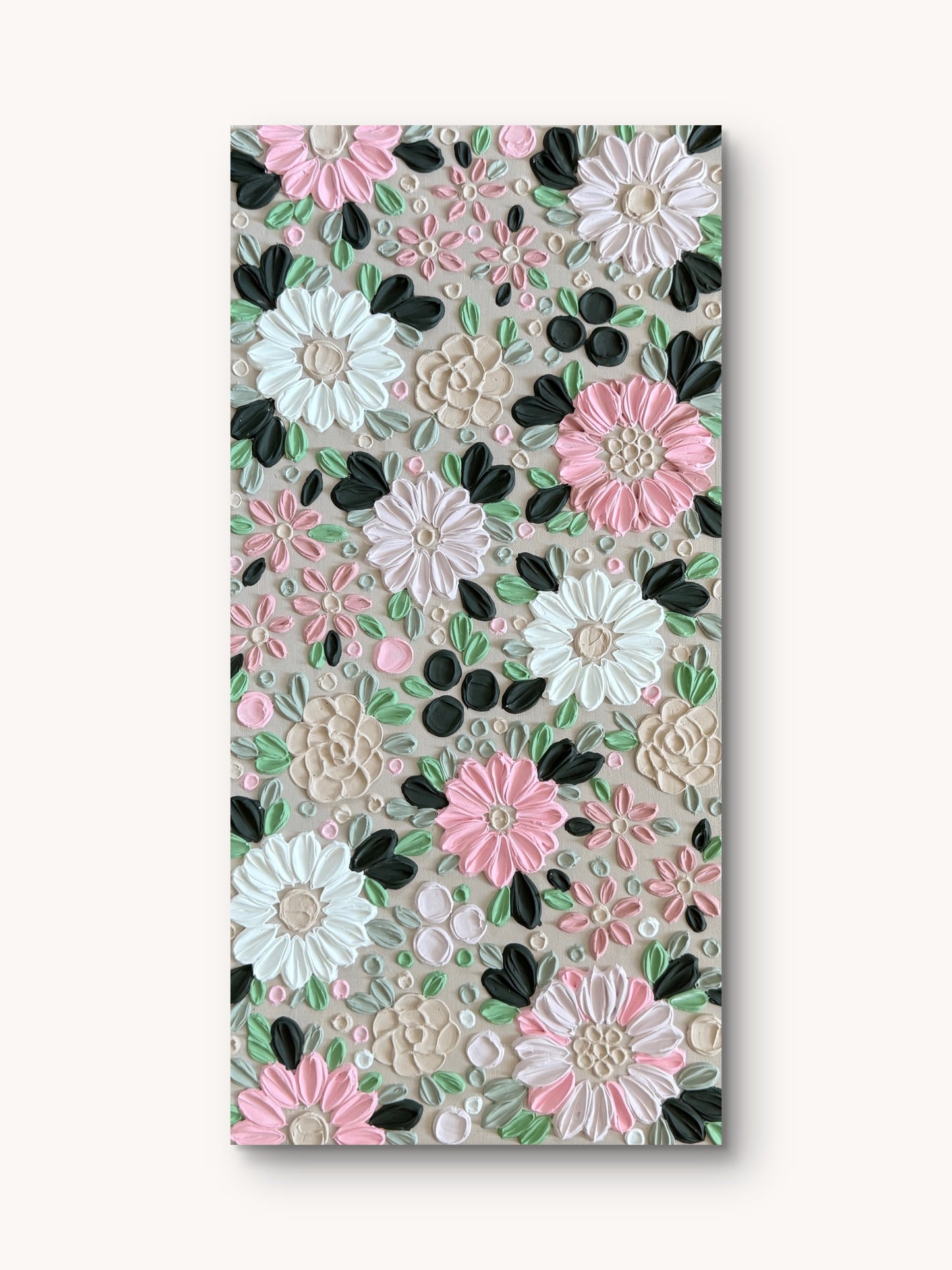 Handgefertigtes 3D Strukturbild Frühlingserwachen II auf Keilrahmen, 60x30 cm – Sandra Lilian Art Schweiz