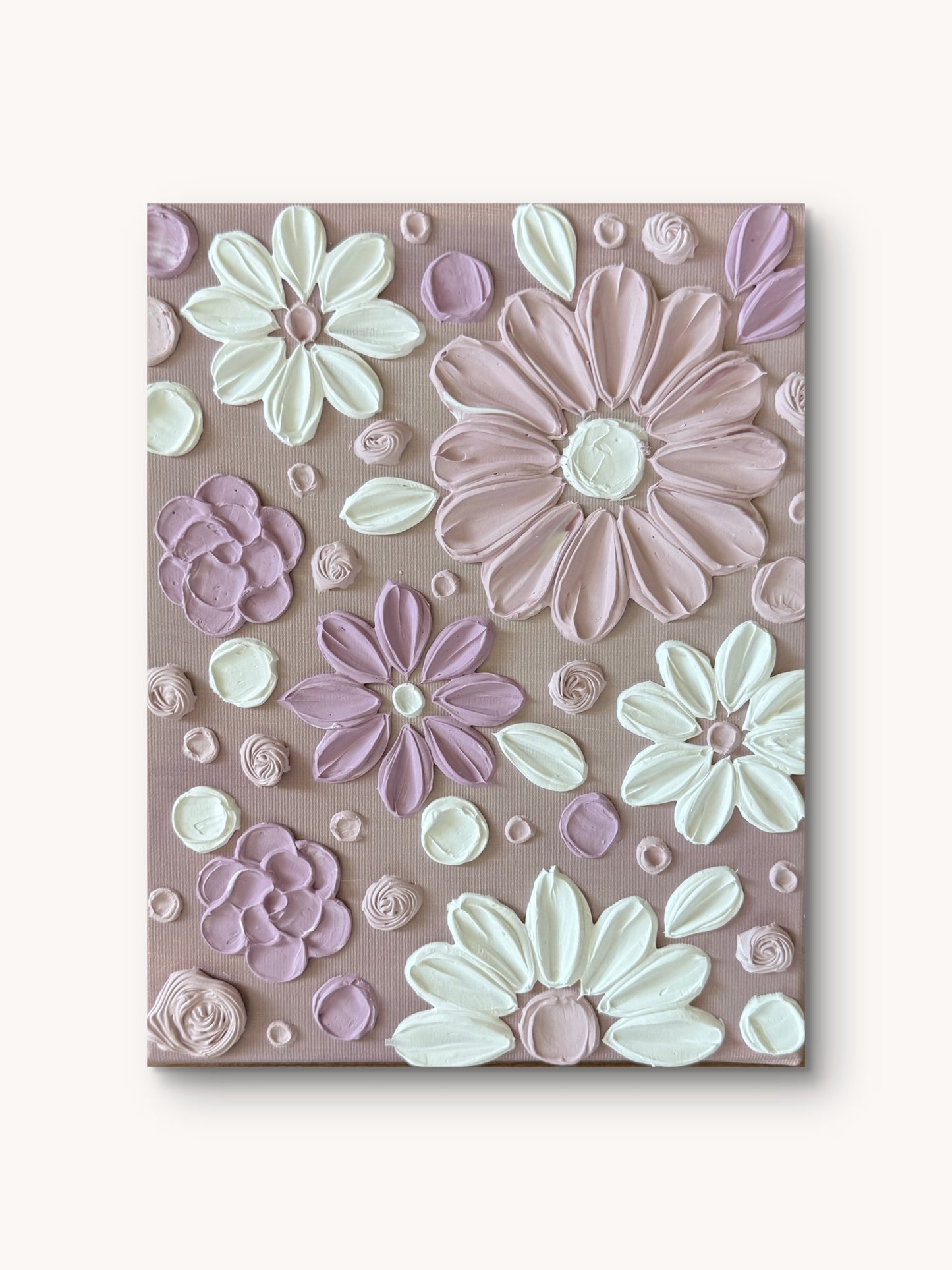 Handgefertigtes 3D Strukturbild Rosé-Purple Bloom auf Keilrahmen, 24x30 cm – Sandra Lilian Art Schweiz
