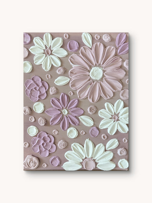 Handgefertigtes 3D Strukturbild Rosé-Purple Bloom auf Keilrahmen, 24x30 cm – Sandra Lilian Art Schweiz