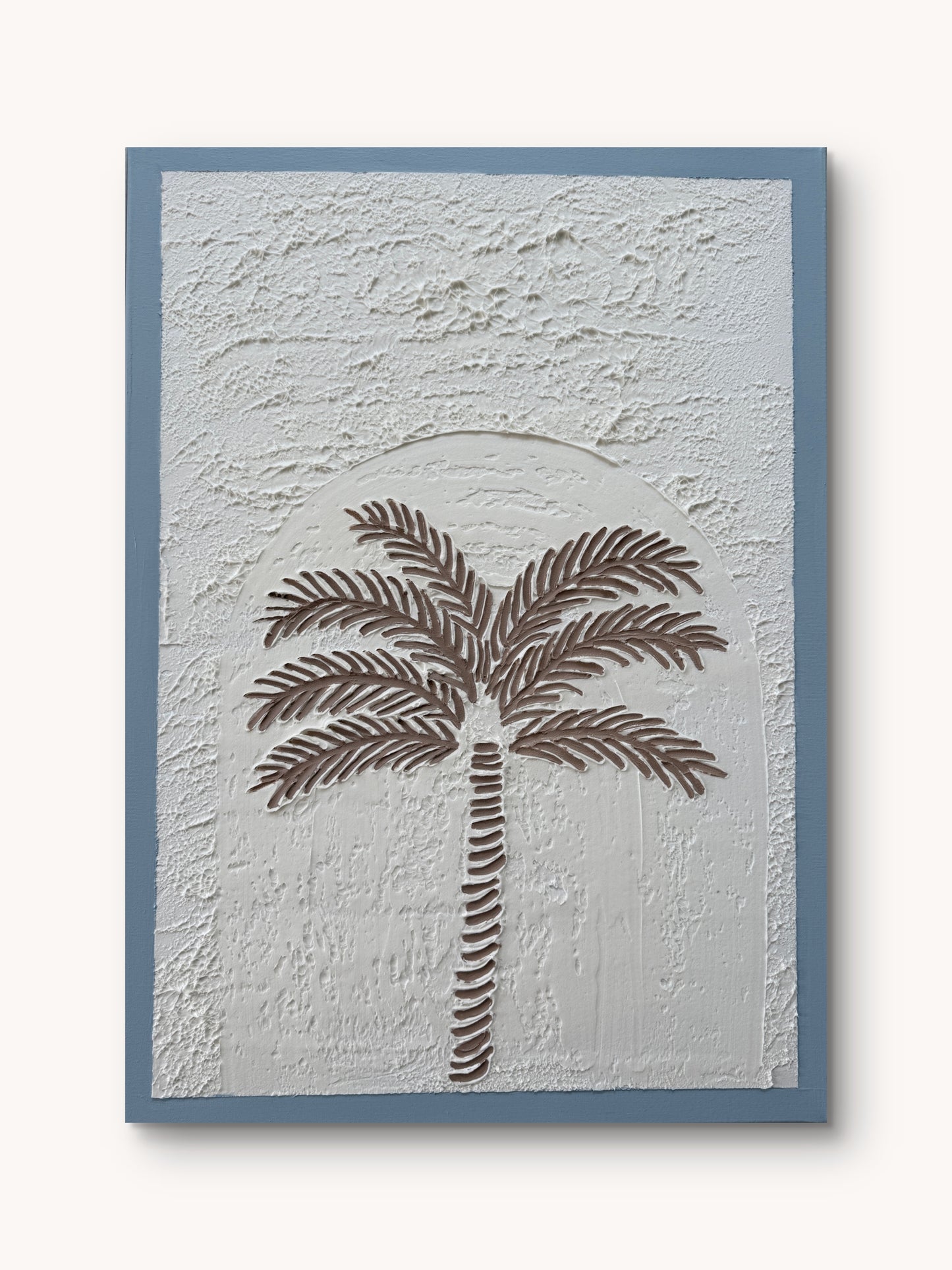 Handgefertigtes 3D Strukturbild Palme auf Keilrahmen, 50x70 cm – Sandra Lilian Art Schweiz