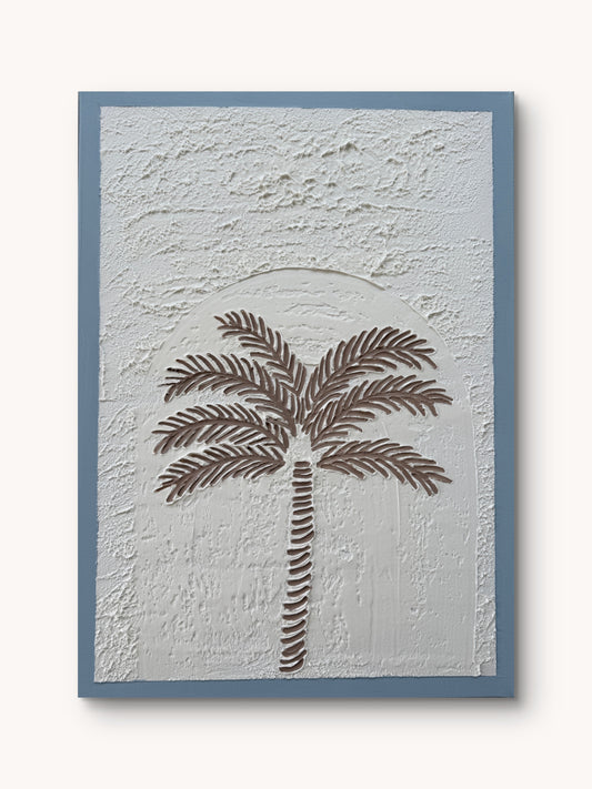 Handgefertigtes 3D Strukturbild Palme auf Keilrahmen, 50x70 cm – Sandra Lilian Art Schweiz