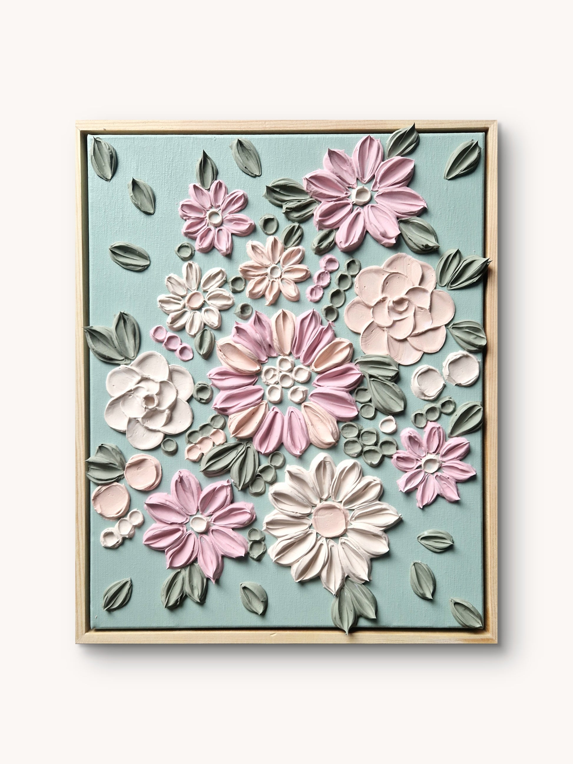 Handgefertigtes 3D Strukturbild Gentle Sage auf Keilrahmen, 31x26 cm – Sandra Lilian Art Schweiz