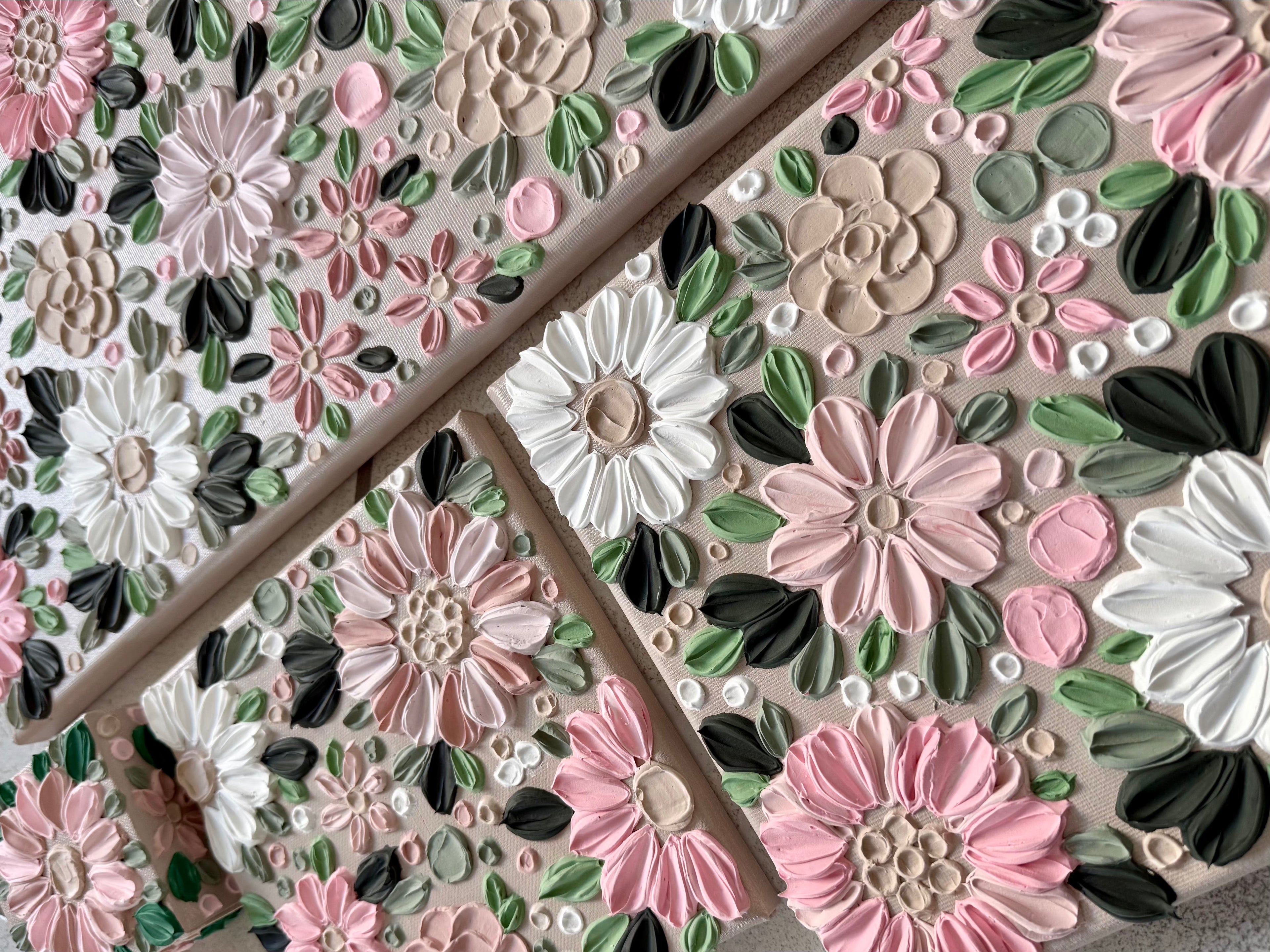 Handgefertigtes 3D Strukturbild Frühlingserwachen II auf Keilrahmen, 60x30 cm – Sandra Lilian Art Schweiz