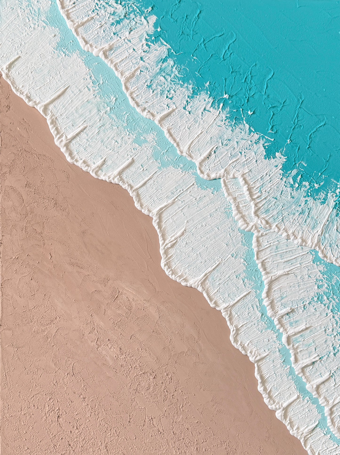 3D Strukturbild Tropical Shore Nahaufnahme – Meeresinspirierte Textured Art Keilrahmen