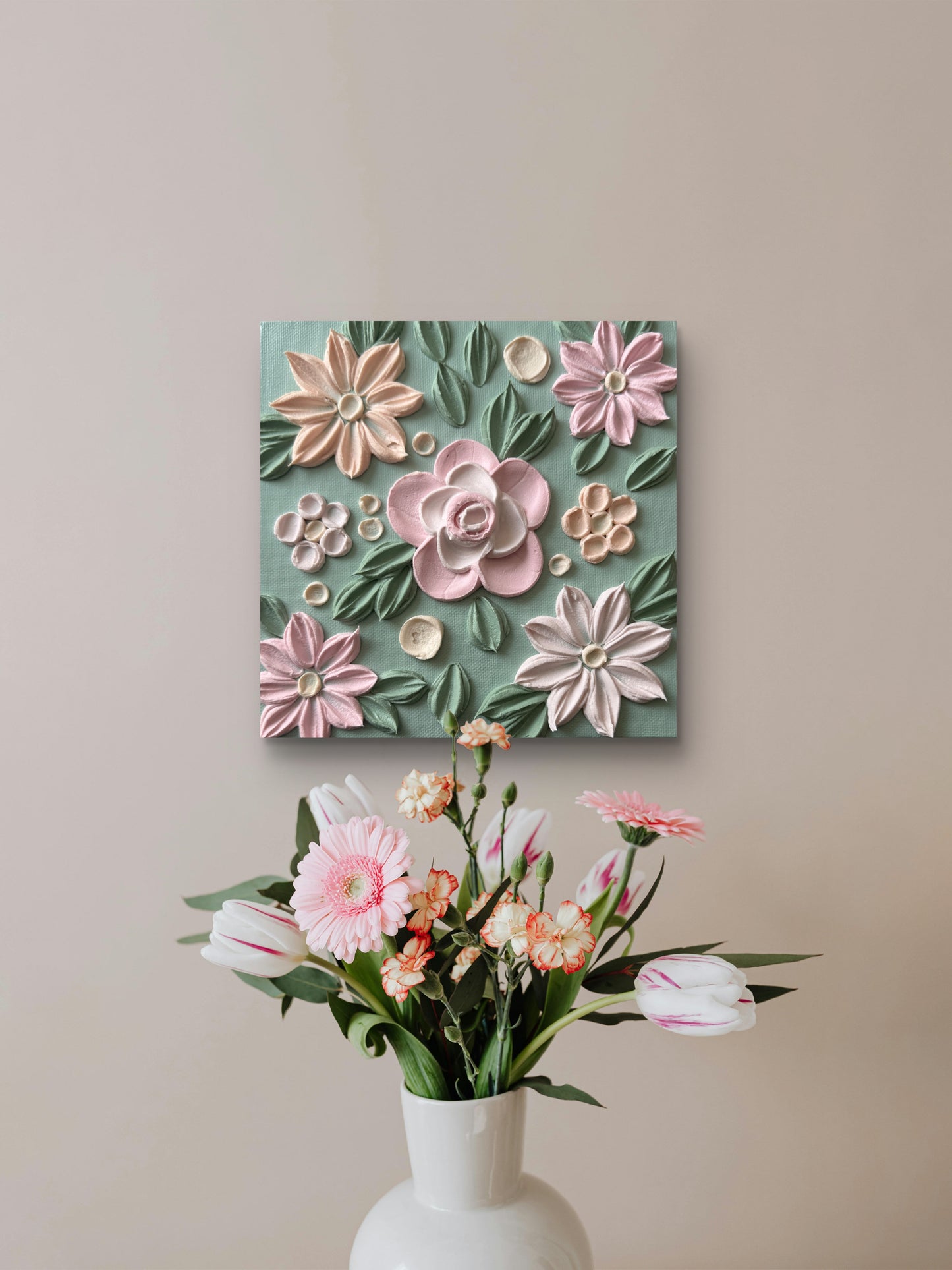 Soft Rose - Gentle Sage (20 x 20 x 3.5cm)