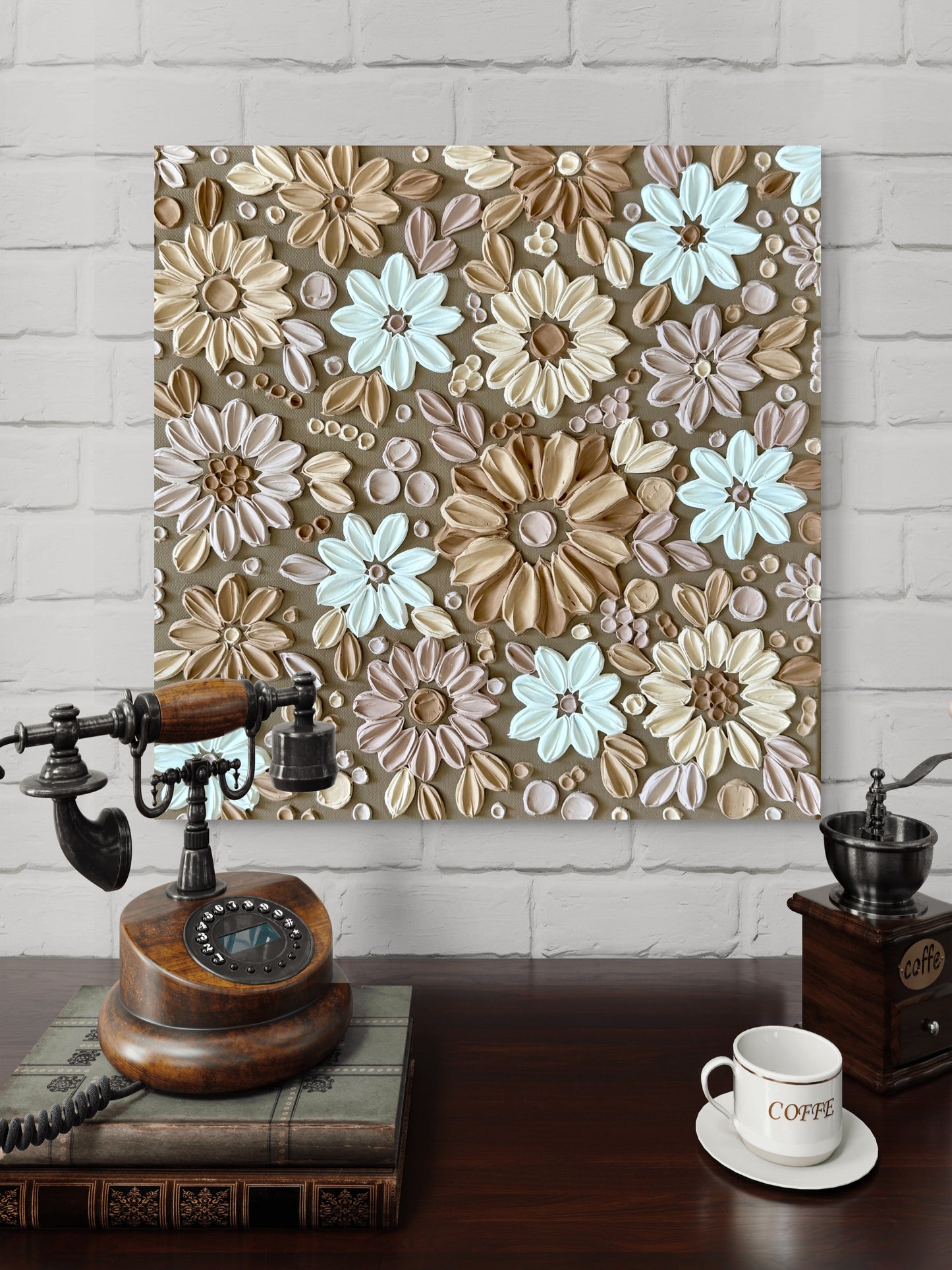 Coffee Flowers Leinwandbild an der Wand – Wanddekoration Keilrahmen Schweiz