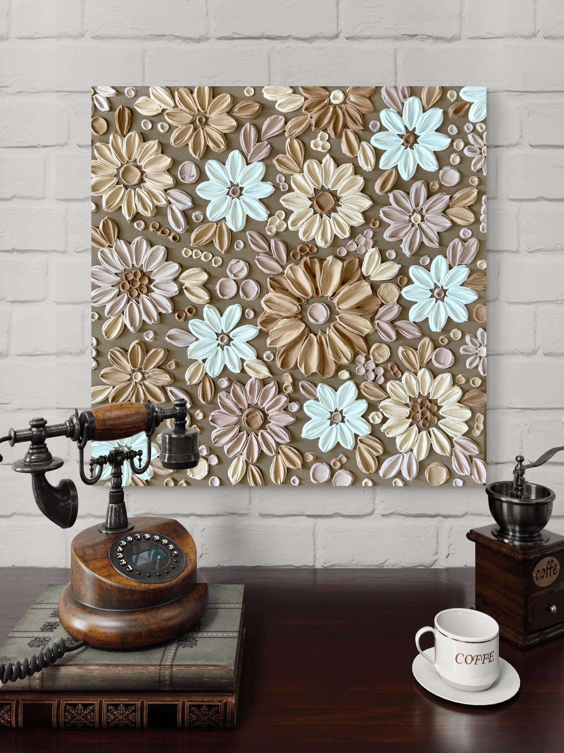 Coffee Flowers Leinwandbild an der Wand – Wanddekoration Keilrahmen Schweiz